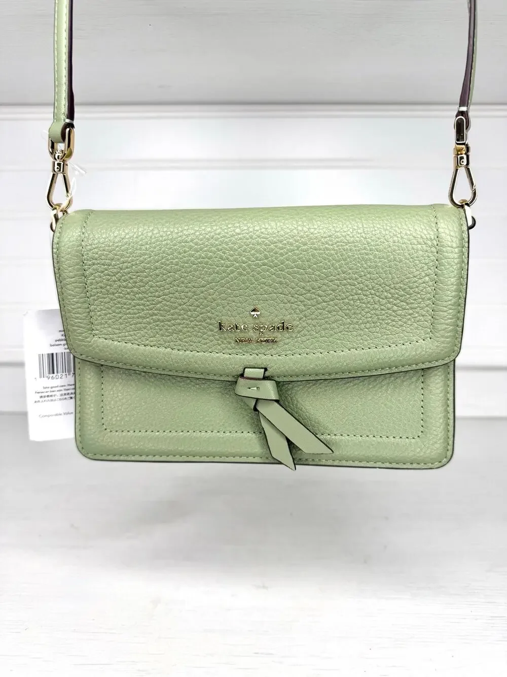Kate Spade Knott Mini Crossbody Bag Balsam Green Pebbled Leather NWT KM611